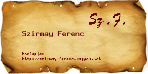 Szirmay Ferenc névjegykártya